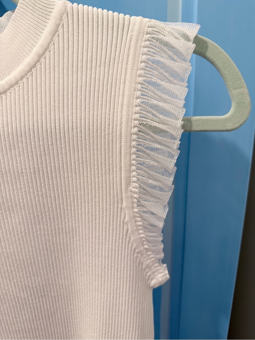 Commense White Fringe Ribbed Knit Top - Picture 6 of 10